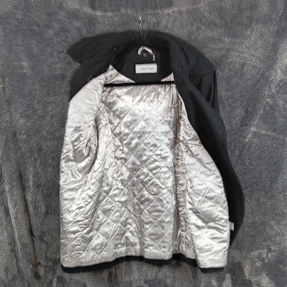 Calvin Klein Women Wool Blend Double Breasted Hooded Peacoat  Charcoal Gray M‎ - Picture 3 of 8